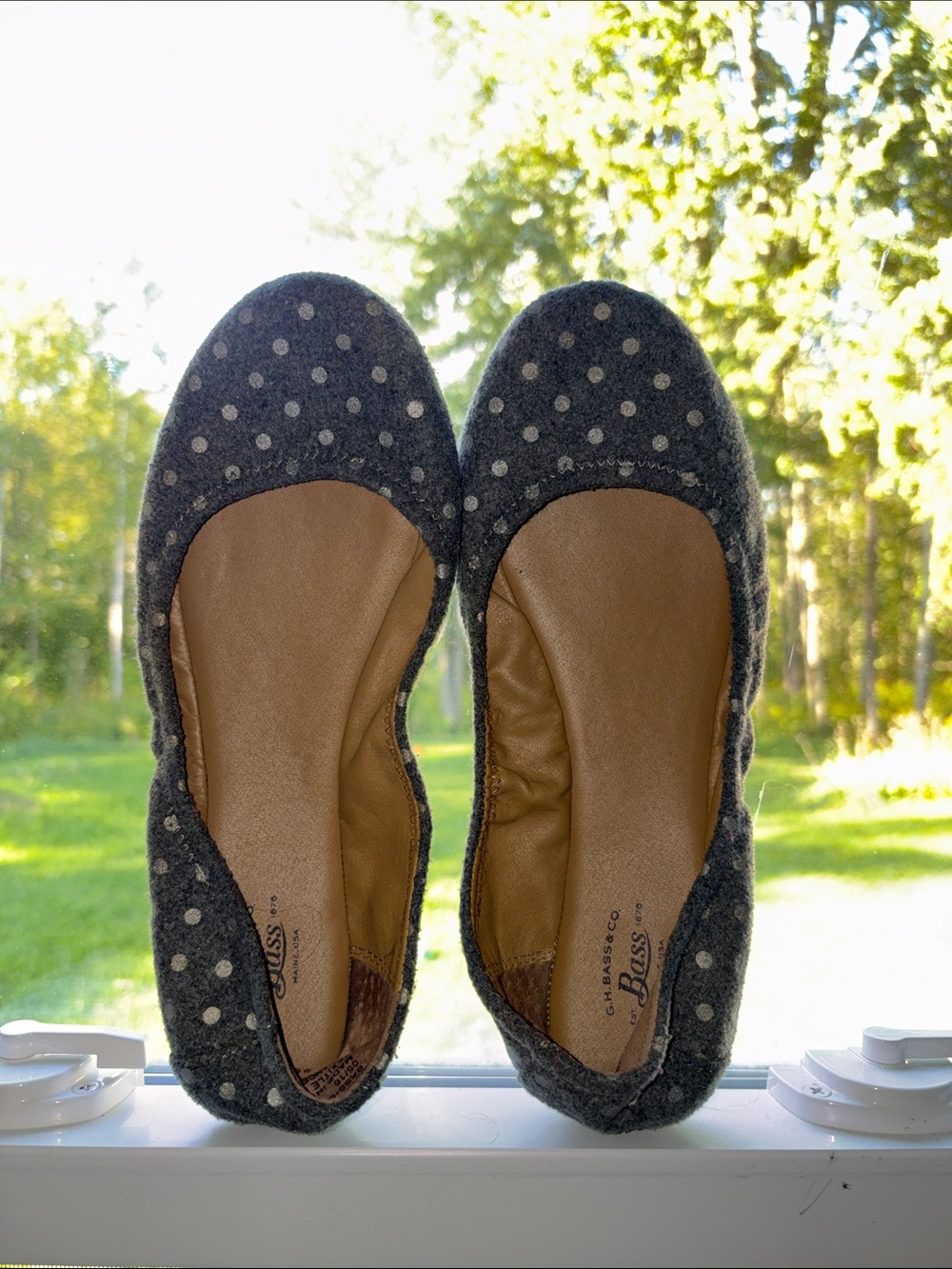 G.H. Bass & Co. Gray Polka Dot Ballet Flats